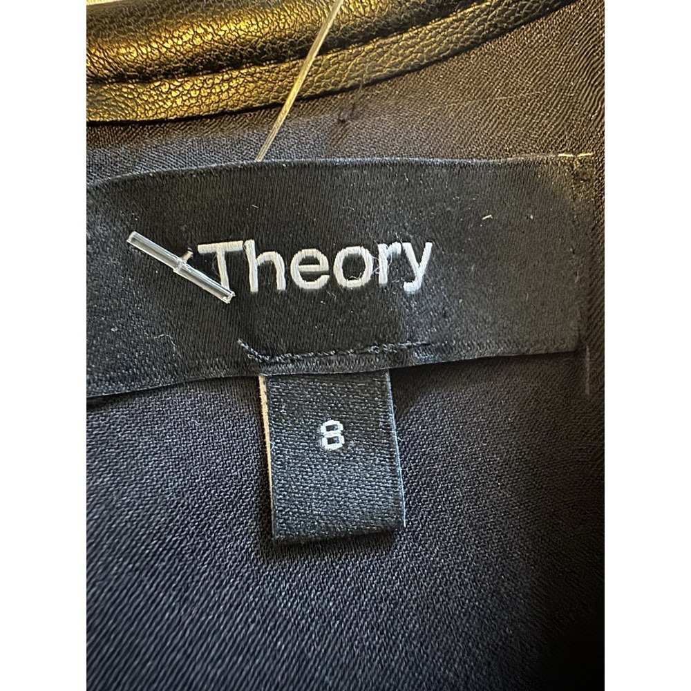 Theory Sleeveless Hi Crew Neck Dress Size 8 Black Tweed Canvas Mini $395 Retail - Picture 8 of 9
